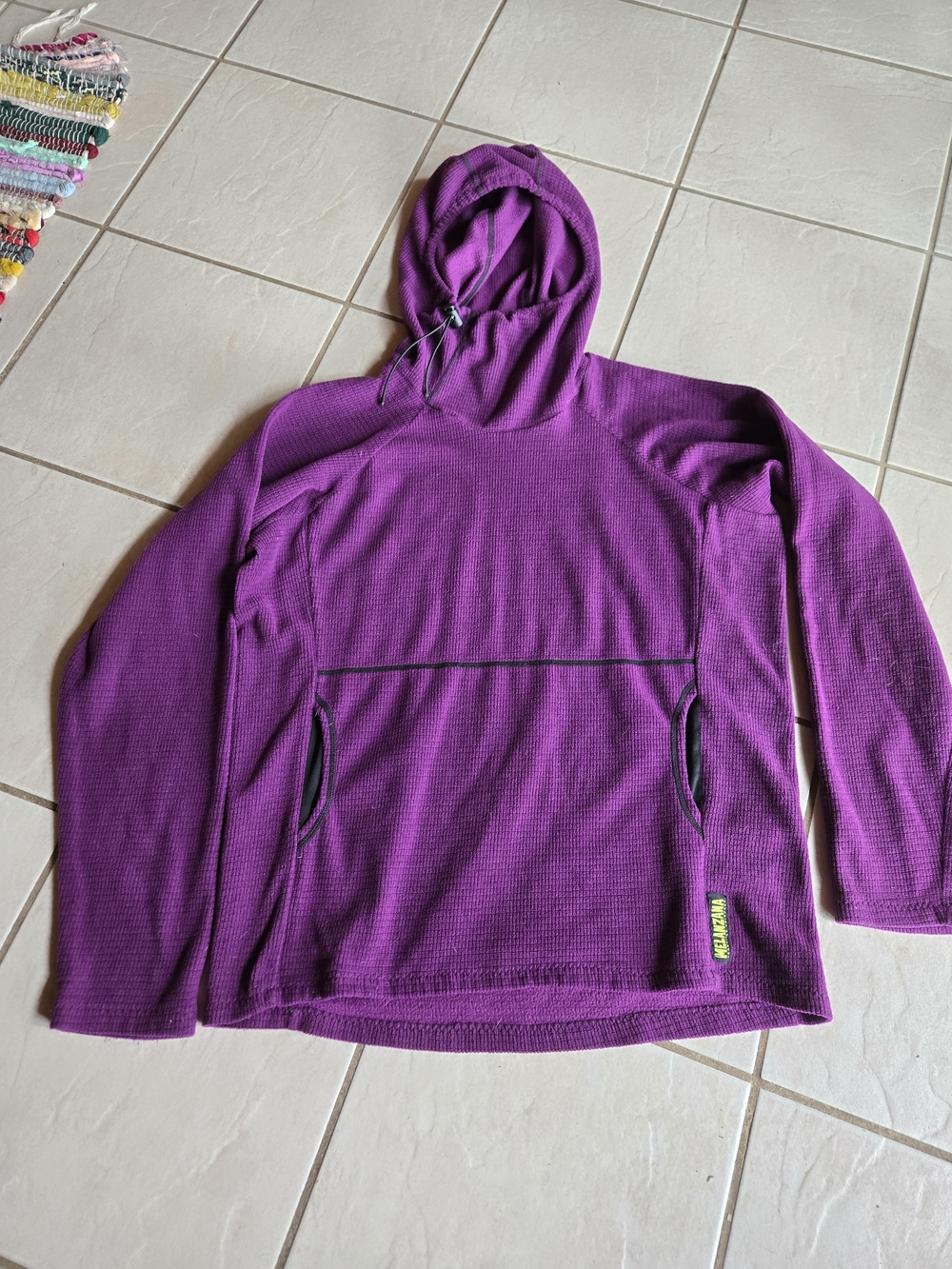 Melanzana Purple Hooded Waffle Fleece Pullover